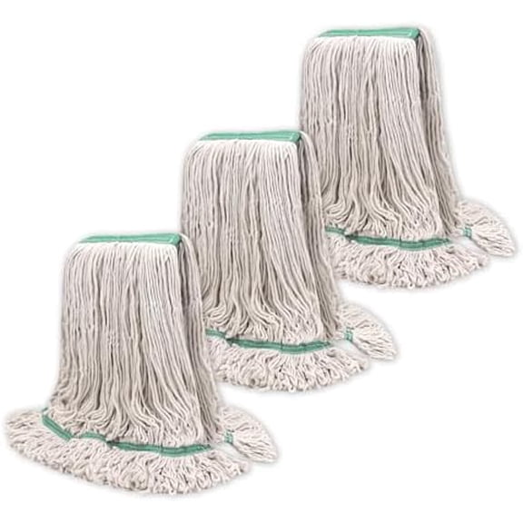 Commercial Heavy Duty Mop Heads Replacement: 3 Packs 20oz Industrial Wet Mop Head for Floor Cleaning - Commercial Products Looped End String Head Refills