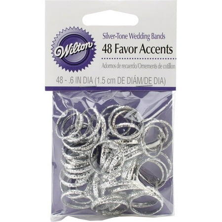 Cake Decorations 48/Pkg-Silver Wedding Bands