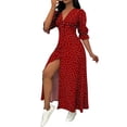 thumbnail image 5 of ChaoHeng Womens Summer Dresses Striped V Neck Drawstring Waist A Line Mini Short Sleeve Tunic Dress Red S, 5 of 6