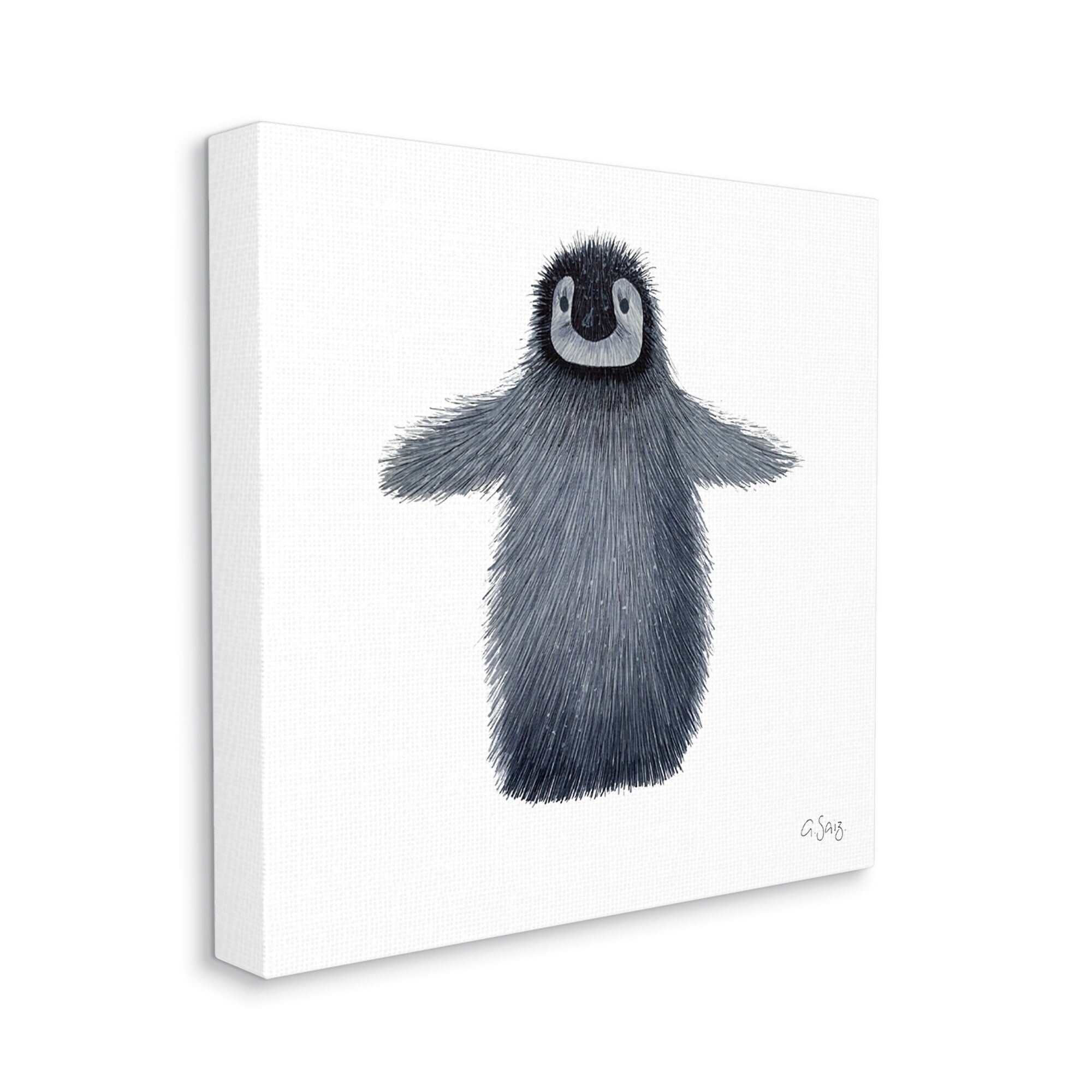Stupell Industries Adorable Baby Penguin Bird Arctic Animal Illustration Canvas Wall Art, 17 x 17, Design by Ale Saiz Studio
