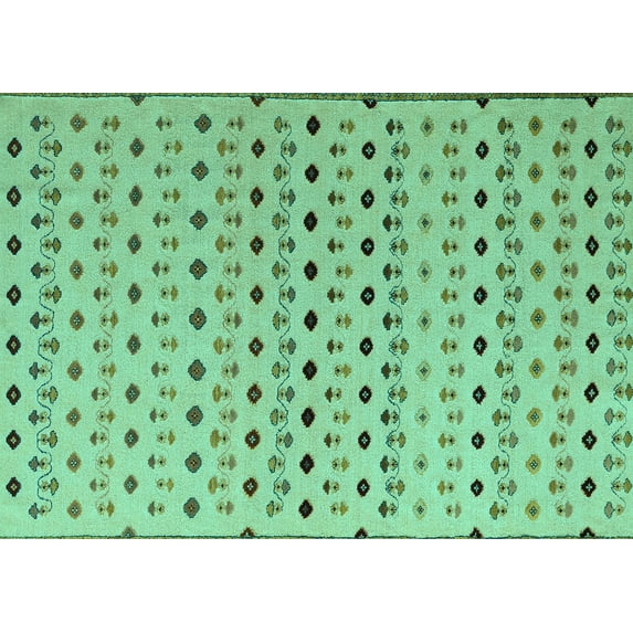 Ahgly Company Indoor Rectangle Solid Turquoise Blue Modern Area Rugs, 8' x 12'