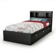 thumbnail image 1 of South Shore Spark Twin Storage Bed and Bookcase Headboard Set, in Pure Black, 1 of 6