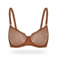 thumbnail image 6 of Wingslove Women's Sexy 1/2 Cup Lace Bra Balconette Mesh Underwired Demi Shelf Bra Unlined See Through Bralette,Caramel 34C, 6 of 6