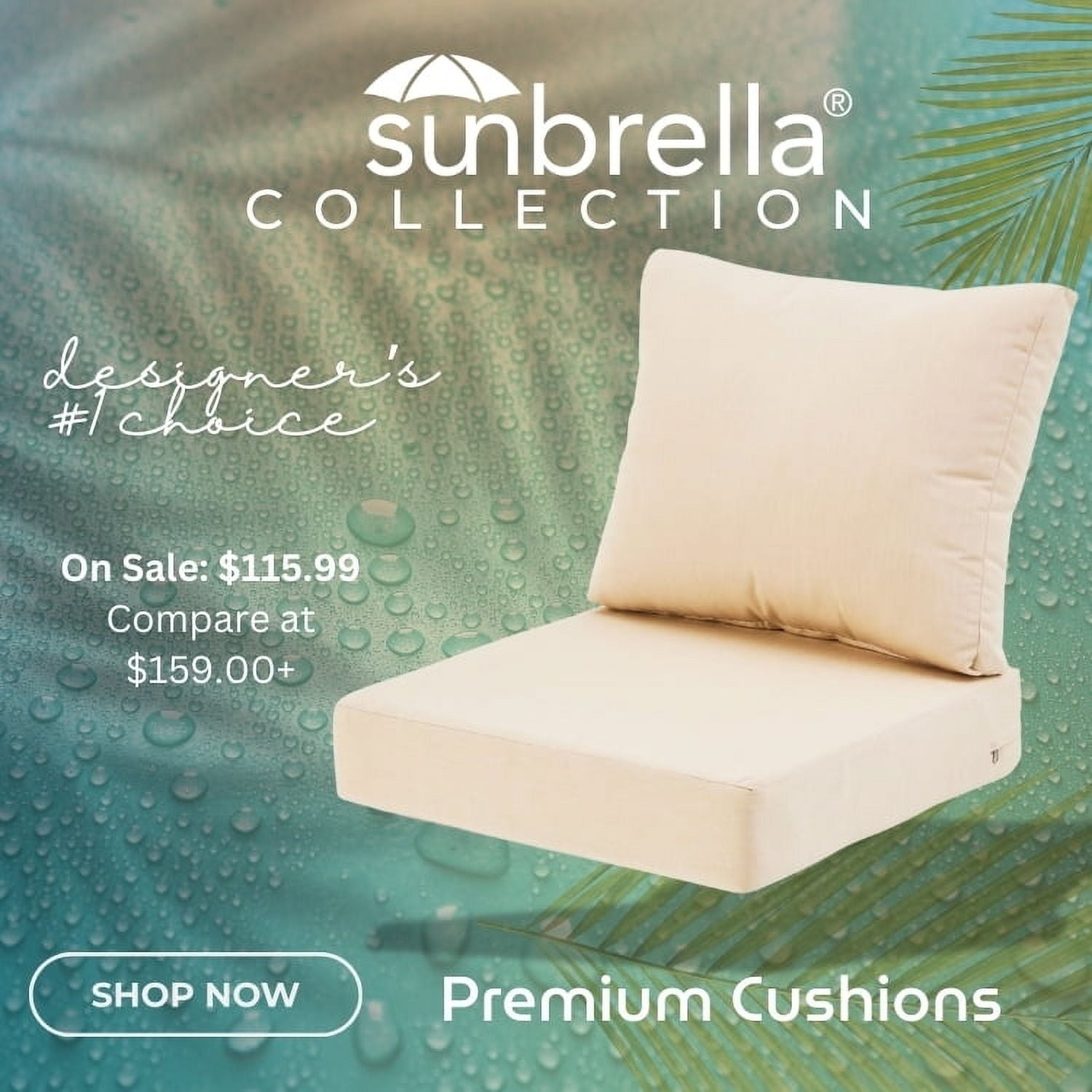 Sunbrella Premium 24 x 24 Deep Seat Replacement Cushion Set by AE Outdoor in Cast Lead Chine Walmart