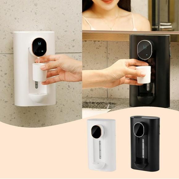 Dispensador automático de enjuague bucal montado en la pared | Máquina de enjuague bucal de baño recargable por USB con 2 tazas magnéticas invertidas | Salida ajustable de 10/20/30 ml | Uso familiar