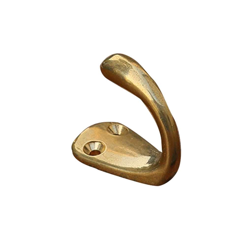 Evi Brass Wall Hanger With Antique Leather Finish - Dual Adhesive/Screw Mount For Towels & Coats