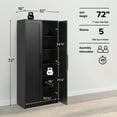thumbnail image 3 of Elite Premium Home Storage Cabinet with Doors and Shelves, Black Storage Cabinet, Bathroom Cabinet, Pantry Cabinet with 5 Shelves 16" D x 32" W x 72" H, BSCR-1901-1, 3 of 11
