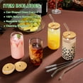 thumbnail image 3 of 16 oz Glass Cups with Bamboo Lids and Glass Straws, Drinking Glasses Set of 4, Beer Can Shaped Glasses with 2 Cleaning Brushes, 3 of 9
