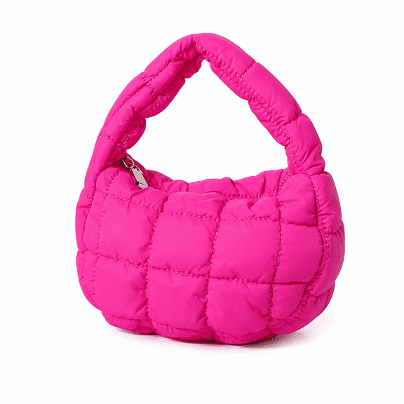 TAILNOVA Mini Puffy Quilted Handbag Soft Puffer Tote Bag for Women Cute Wrist Bubble Bag Lightweight Nylon Clutch Purse