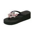 thumbnail image 2 of Mostsola Wedge Flip Flops for Women Platform Thong Sandals with Butterfly Rhinestone Slip on Slides, 2 of 9