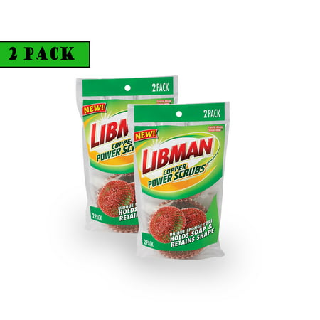 Libman Copper Power Scrubs - Excellent on Stainless Steel and aluminum Pots & Pans – 2 Sponges per pack (Pack of (Best Way To Clean Copper Pots)