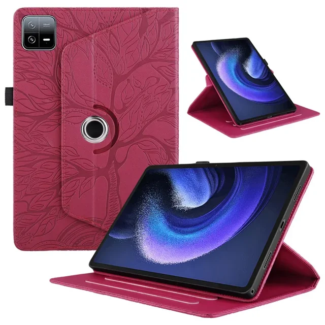 Case for Xiaomi Pad 6/Mi Pad 6 Pro 11" Tablet 2023 PU Leather Protective Case 360 Rotating Stand Case For Xiaomi Pad 5 6 Cover red For Mi Pad 6 Pro 11