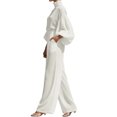 thumbnail image 6 of JIAYUE Women 2 Piece Outfit Turtleneck Puff Balloon 3/4 Sleeve Blouse High Waist Wide Leg Pants Set for Festival Gathering, 6 of 8