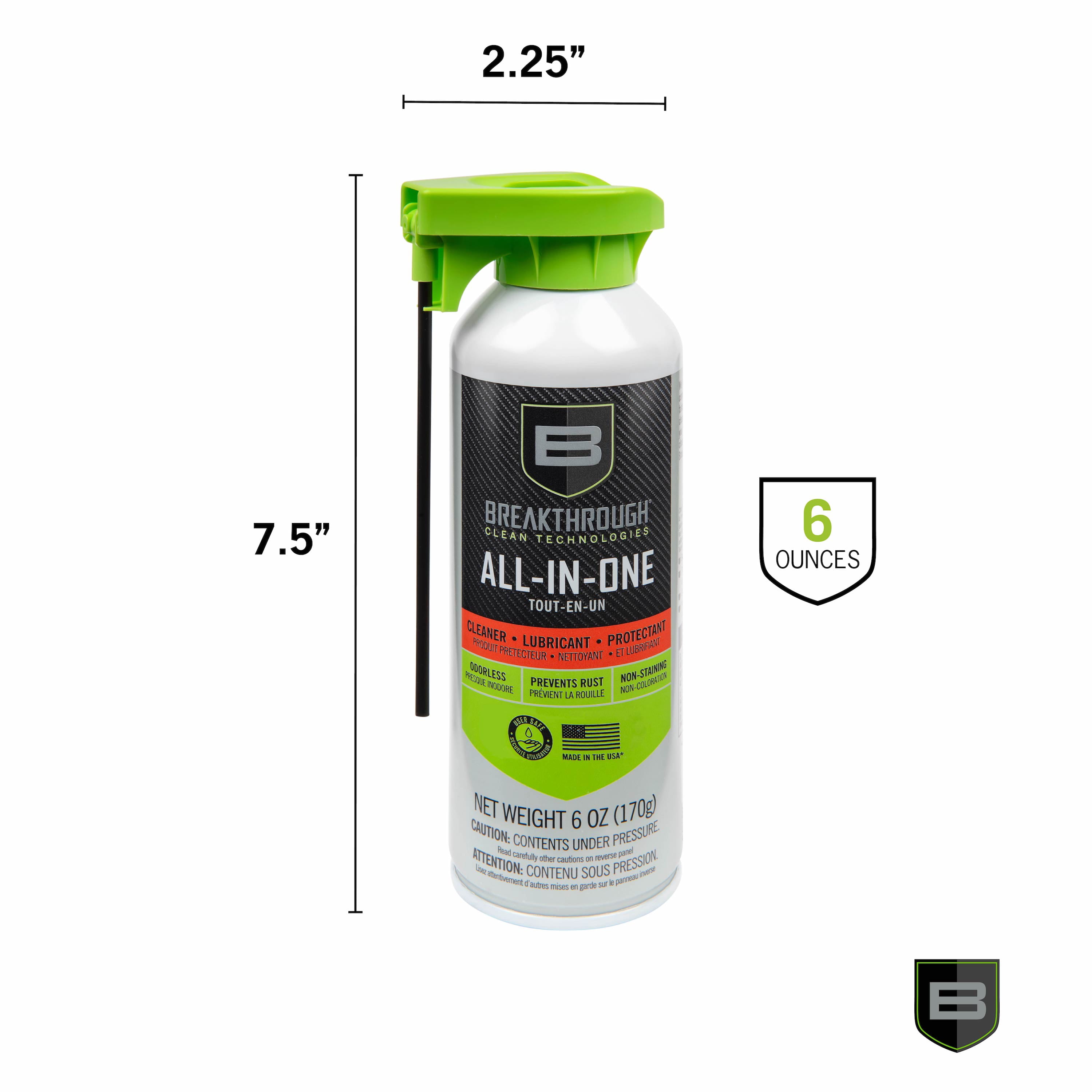 Breakthrough Clean Technologies Aerosol All-in-One (Clp), 6Oz, Clear, Gun Cleaning Solvent and Lubricant