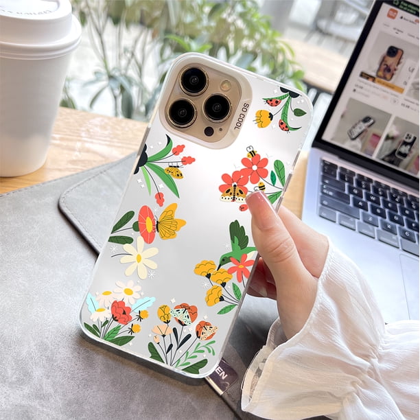 ¡Proteja su iPhone con estilo con un cautivador protector de teléfono plateado de doble capa pulido con dibujos animados!