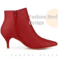 thumbnail image 4 of Unique Bargains Women's Pointed Toe Side Zip Stiletto Heeled Ankle Boots Red 8.5, 4 of 5