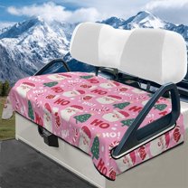 Yuyamidu Santa Claus Golf Cart Seat Covers Warm Flannel Golf Cart Cushion Covers HO-HO-HO Club Car Seat Towel Blanket Easy to Install, Pink Christmas Decor