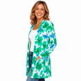 thumbnail image 2 of Women's Plus Size Green Abstract Floral Cardigan, Long Sleeve Open Front Tunic with Pockets, 2 of 8