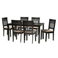 thumbnail image 2 of Baxton Studio Genesis Beige Fabric and Dark Brown Wood 7-Piece Dining Set, 2 of 7