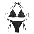 thumbnail image 3 of LOPECY-Sta Women's Bikini Set Sparkly Workout Two Piece Bikini Set String Triangle Crystal Sequin Halter Backless Tie Side Bathing Suit, 3 of 8