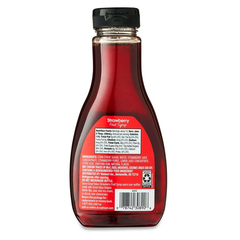 Great Value Strawberry Fruit Syrup, 12 fl oz