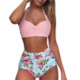 thumbnail image 2 of TOWED22 Women Bikini Sets 2 Piece Swimsuit High Waisted Bottom Floral Print Ruffle V Neck Bathing Suits(Pink Floral,XXL), 2 of 3