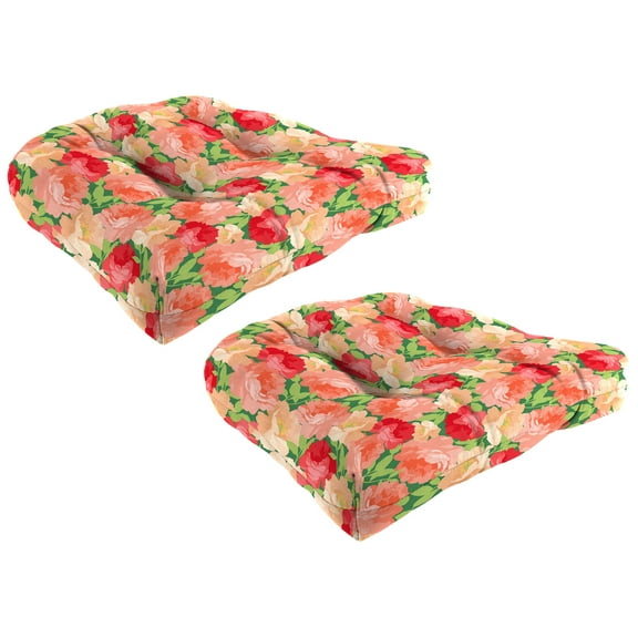 19" x 19" Square Tufted Contoured Outdoor Wicker Seat Cushion (2 Pack)