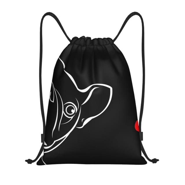 Saiise French Bulldog Pattern Sports Drawstring Backpack - String Swim Gym Bag with Wet Proof Pocket for Women&Men-Medium