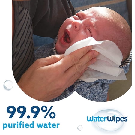 WaterWipes Plastic-Free Original Baby Wipes, 99.9% Water Based Wipes, Unscented & Hypoallergenic for Sensitive Skin, 180 Count (3 packs), Packaging May Vary 60 Count (Pack of 3)