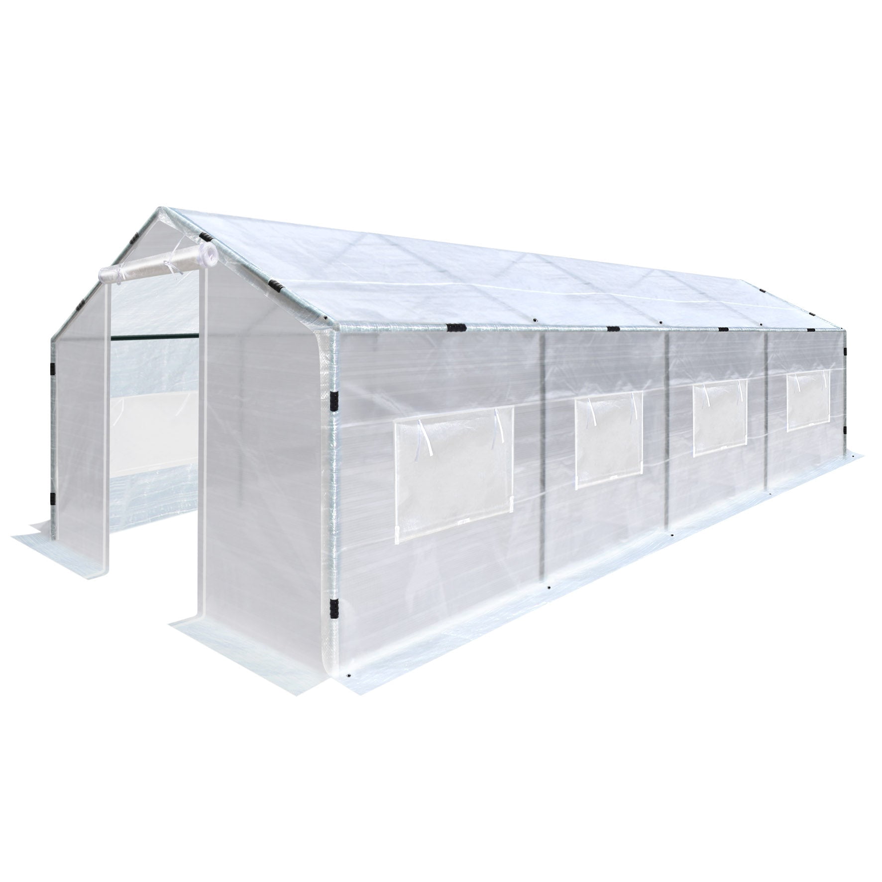 SUNRISEUMBRELLA Portable Greenhouse 2 Velcro Roll-up Doors Large Walk-in Steel Heavy Duty Transparent PE Cover Gardening Plant Hot Outdoor House