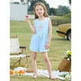 thumbnail image 5 of Disney Frozen Girls Rompers Cotton Elsa Graphic Bow Blue Crewneck Sleeveless Jumpsuits Outfits Toddlers Kids 3-4T, 5 of 14