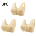 thumbnail image 2 of SMihono 3 Pack Front Closure Daisy Bras for Older Women Push Up Comfortable Bras No Underwire Seniors Full Support Padded Bras Beige M, 2 of 6