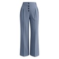 thumbnail image 3 of Lenpel Womens Work Pants Pleated Lounge Fashion Button High Waist Dress Trousers Business Casual Slacks Loose Straight Leg Pants, 3 of 5