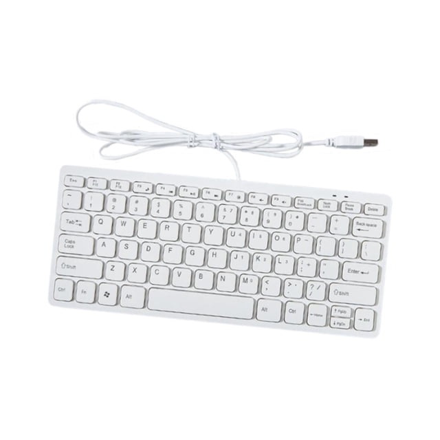 pitrice USB Wired Keyboard Small Comfortable Typing White Desktop for Home Computer Office White 285x122x21mm