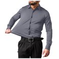 thumbnail image 3 of JTieacloth Men's Dress Shirts Solid Long Sleeve Stretch Formal Shirt Business Casual Button Down Shirts Mens Dress Shirts Gray, 3 of 7