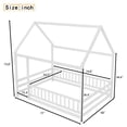 thumbnail image 7 of Leumius Full Size Floor Bed with House Roof Frame, Fence Guardrails Montessori Floor Bed for Boys Girls White, 7 of 7