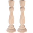 thumbnail image 2 of 2pcs Rustic Wood Candle Holders Wooden Taper Stand Decorative Desktop Candlesticks, 2 of 5