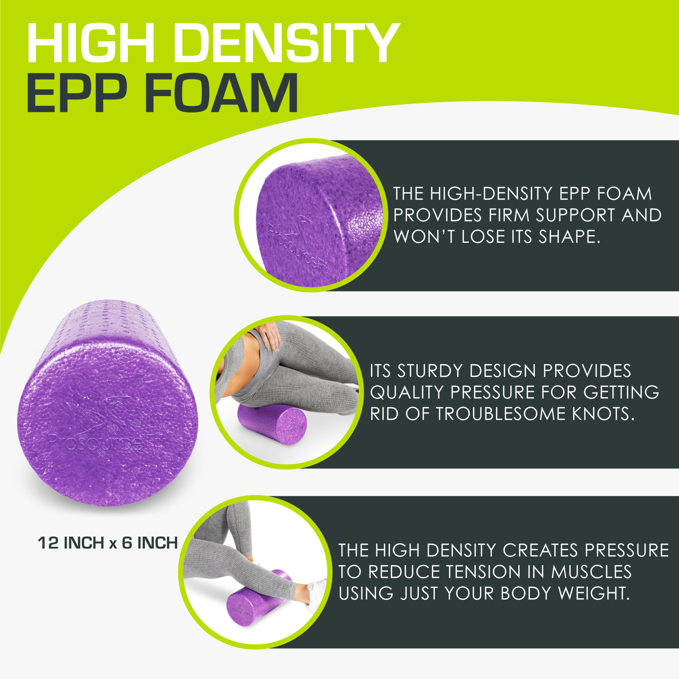 Prosourcefit High-Density Foam Roller 12 In Purple photo 3