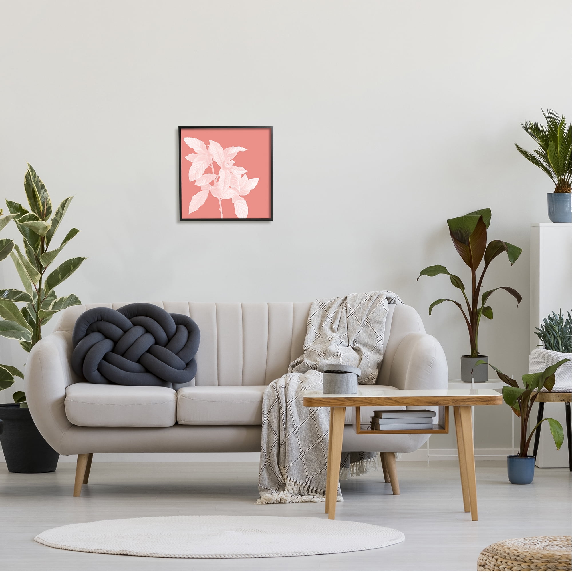 Stupell Industries Pink & White Botanical Botanical & Floral Painting Black Framed Art Print Wall Art, 17 x 17