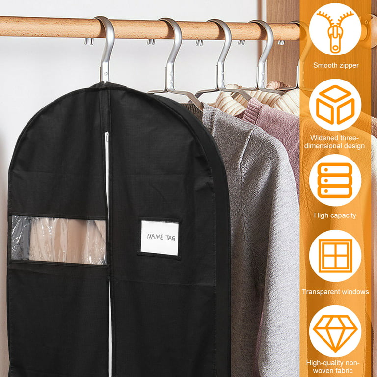 MLfire 49 Inch Garment Bags for Travel Heavy Duty Hanging Suit Bags with 4  Clear Pockets Foldable Suit Cover Bag Coat Protector for Suits Dresses  Coats Closet Storage 