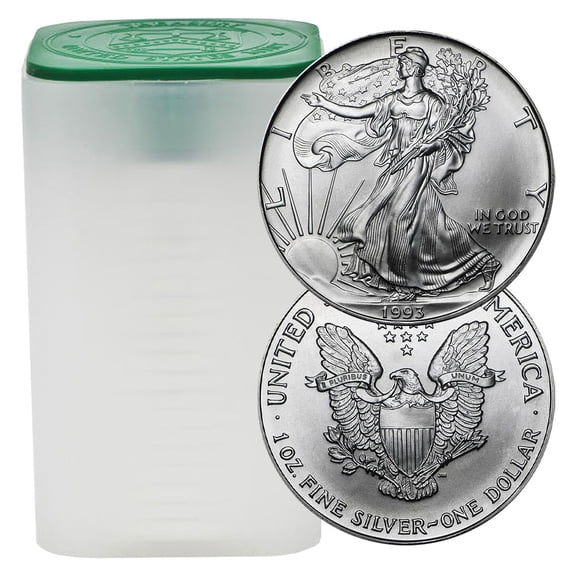 Roll of 20 - 1993 $1 American Silver Eagle 1 oz BU