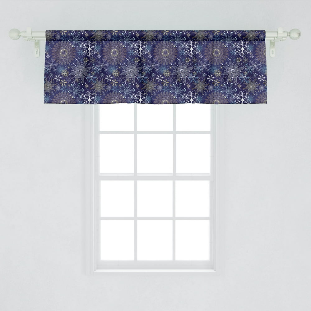Ambesonne Dark Blue Window Valance, Christmas Inspired Pattern with ...