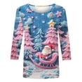 thumbnail image 5 of VKOYWKM Merry Christmas Shirts for Women Christmas Tree Graphic T-Shirts Fall 3/4 Sleeve Top Casual Crew Neck Merry Xmas Tree Tees, 5 of 6