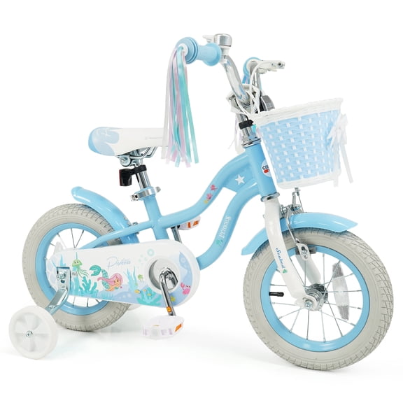 Gymax 12 Inch Girls Bike Kids Bicycle w/ Removable Basket Streamers Hand Brake