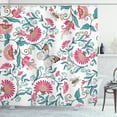thumbnail image 1 of Bee Shower Curtain, Vintage Floral Style Pattern with Insects and Butterflies Figures in Wildlife Nature, Fabric Bathroom Set with Hooks, 69W X 84L Inches Extra Long, Multicolor, by Ambesonne, 1 of 3