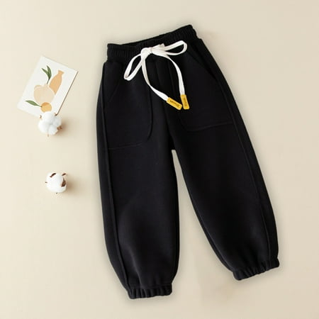 

Jacenvly Winter Trousers for Toddlers Clearance Skin-Friendly Kids Trousers Leisure Fashion Unisex Toddler Jogger Pants Kids Cotton Elastic Waist Winter Baby Sweatpants for 2-8 Years Old Black