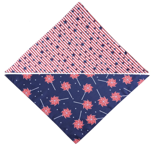 Toalla Tipo Bandana para La Saliva de Mascotas, Ideal para Perros y Gatos | Pañuelo Triangular Rojo, Blanco y Azul con El Día de La Independencia | Tejido de Poliéster Absorbente | Mantiene a Las Mas