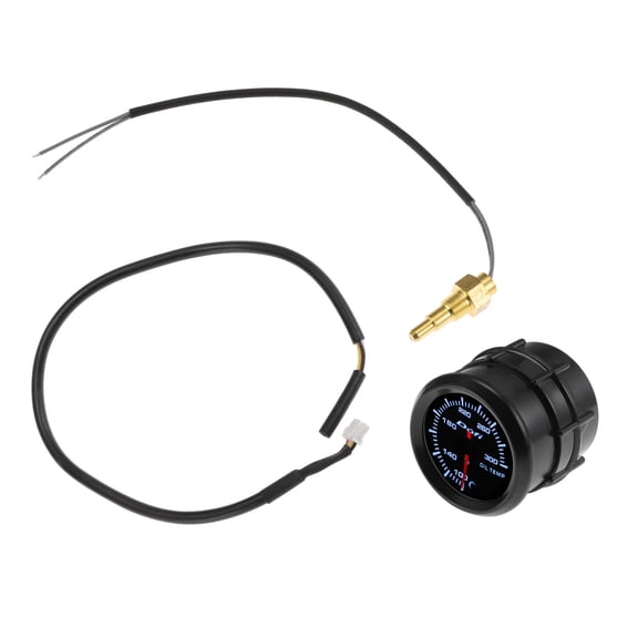 Unique Bargains 52mm Oil Temp Temperature Gauge Meter Kit 100-300°F 12v Colorful Pointer Harnessx1 Sensorx1 Plastic Ringx1 Engine Temp Gauge Automotive Black White