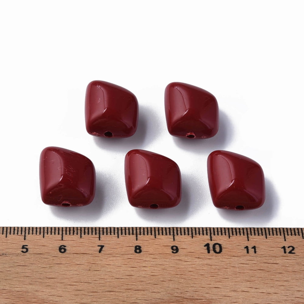 Opaque Acrylic Beads Polygon Dark Red 17.5x15.5x11mm Hole: 2mm about 230pcs/500g
