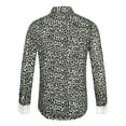 thumbnail image 4 of INSPIRE CHIC Men's Vintage Leopard Printed Button Down Long Sleeve Cotton Shirt M Leopard White, 4 of 7